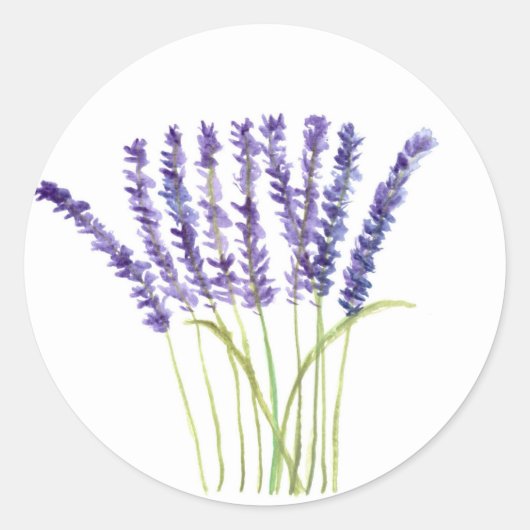 Lavendel Aquarellblumen Blütenkräuter Runder Aufkleber (Vorderseite)