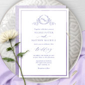 Lavendel, Aquarellfarbenelegante Monogram-Hochzeit Einladung