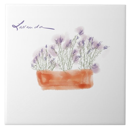 Lavendel-Aquarellfliese Fliese (Vorderseite)