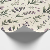 Lavendel auf cremefarbener Vintage-Geschenkpapierr
