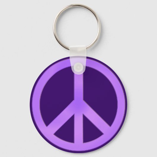 Lavendel auf dem dunklen Lila Friedenszeichen Schlüsselanhänger (Vorderseite)