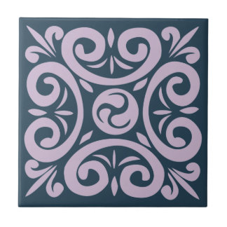 Lavendel auf dem Muster "Blue Intricate" Fliese