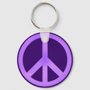 Lavendel auf dunklem lila Friedenszeichen Schlüsselanhänger