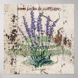 Lavendel auf rustikaler Holzplatte Poster