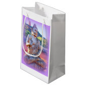 Lavendel-aura-Buddha Kleine Geschenktüte (Rückseite Schrägansicht)