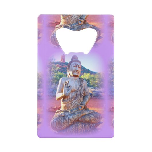 Lavendel-aura-Buddha Kreditkartenflaschenöffner (Vorderseite)