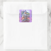 Lavendel-aura-Buddha Quadratischer Aufkleber (Tasche)