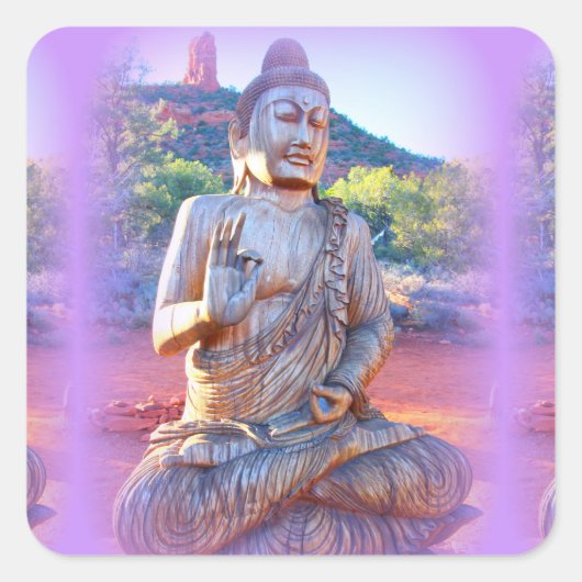 Lavendel-aura-Buddha Quadratischer Aufkleber (Vorderseite)