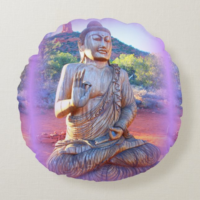 Lavendel-aura-Buddha Rundes Kissen (Vorderseite)