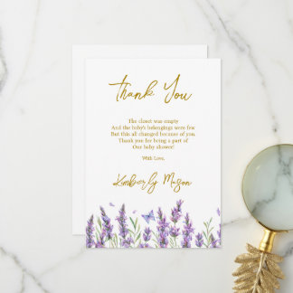 Lavendel | Baby in Bloom Babyparty Dankeskarte