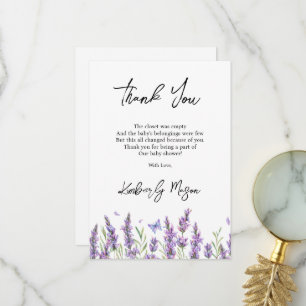 Lavendel   Baby in Bloom Babyparty Dankeskarte