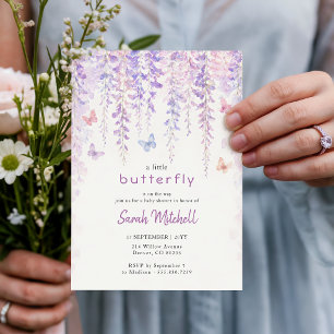 Lavendel Baby Shower Ein Kleiner Schmetterling Einladung