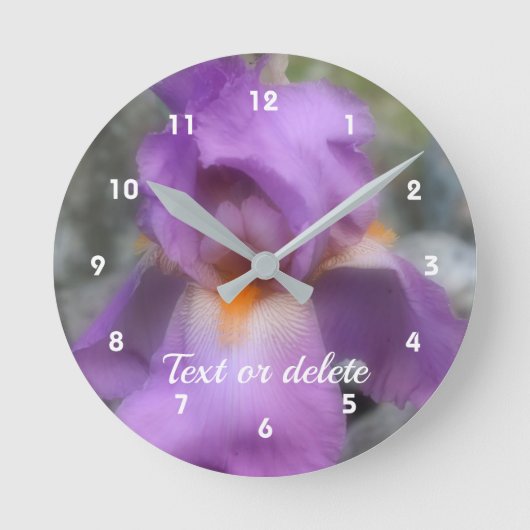 Lavendel Bearded Iris Blume Personalisiert Runde Wanduhr (Vorderseite)