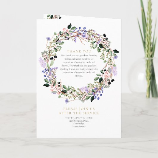 Lavendel-BeerdigungReihenfolge der Beerdigungen Programm (Rückseite)