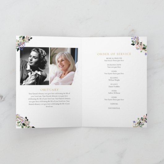 Lavendel-BeerdigungReihenfolge der Beerdigungen Programm (Innenseite)