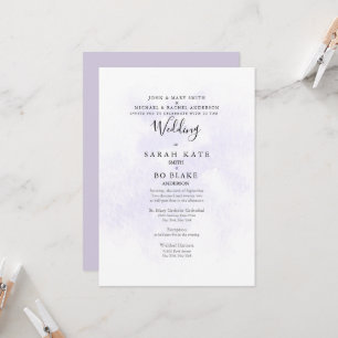 Lavendel-Beide-Elternpaare-Zwei-Orte-Hochzeit Einladung