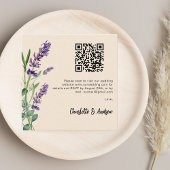 Lavendel beige QR Code Hochzeit RSVP Begleitkarte