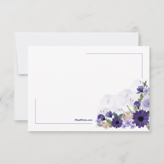 Lavendel Beileid Wasserfarben Floral Danke Karte (Rückseite)