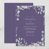Lavendel bemalte Blätter Hochzeit Einladung (Vorne/Hinten)