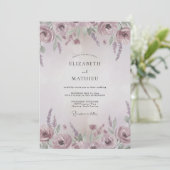 Lavendel Bemalte Ranunculus-Hochzeit Einladung (Stehend Vorderseite)