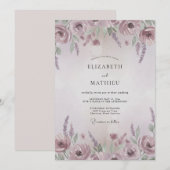 Lavendel Bemalte Ranunculus-Hochzeit Einladung (Vorne/Hinten)