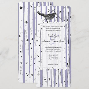 Lavendel-Birke Vintage-Vogel-Hochzeitseinladung Einladung
