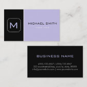 Lavendel & Black Schlicht Elegante Beruflich Moder Visitenkarte (Vorne/Hinten)