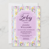 Lavendel Bläserstreifen Babydusche Einladung (Vorderseite)