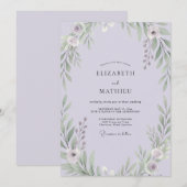 Lavendel-Blatt-Hochzeit Einladung (Vorne/Hinten)