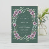 Lavendel-Blattjäger-Hochzeit Einladung (Stehend Vorderseite)