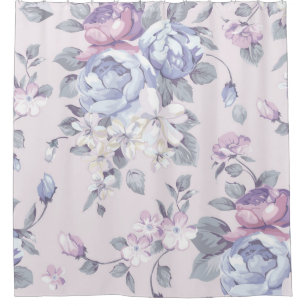 Lavendel, blau, Rose, Land, schäbig, chisch, vikt Duschvorhang