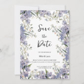 Lavendel-Blaue-Minze-Blume Save the Date Einladung (Vorderseite)
