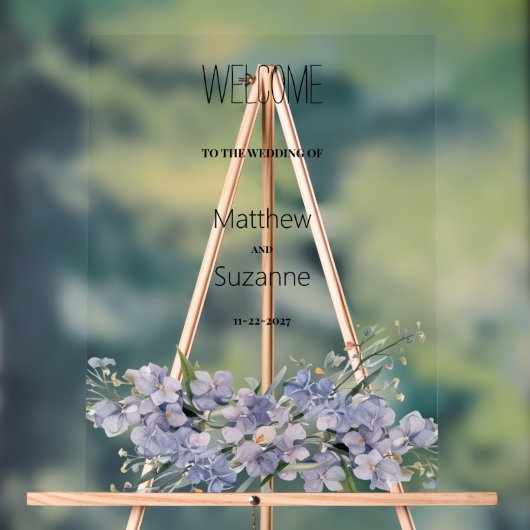 Lavendel-blaue Pink-Minze-grüne Wildblumen Willkom Acrylschild (Neutral)