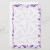 Lavendel-blaues Blumen-Grenzdruck-Briefpapier Briefpapier (Vorne/Hinten)