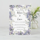 Lavendel-Blaufenbergschen Sommerhochzeit Blume Einladung (Stehend Vorderseite)