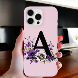 Lavendel Bloom: Mit Monogramm erste "A" iPhone 16 Pro Max Hülle
