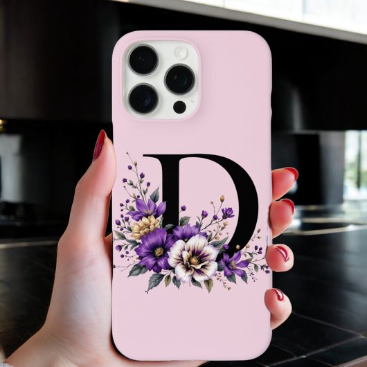 Lavendel Bloom: Mit Monogramm erste "D" Case-Mate iPhone Hülle