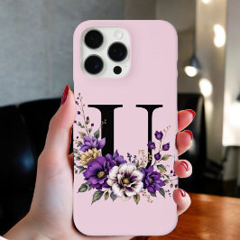 Lavendel Bloom: Mit Monogramm erste "U" iPhone 16 Pro Max Hülle