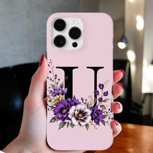 Lavendel Bloom: Mit Monogramm erste "U" Case-Mate iPhone Hülle