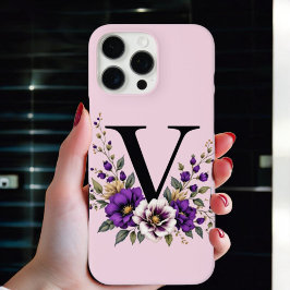 Lavendel Bloom: Mit Monogramm erste "V" iPhone 16 Pro Max Hülle