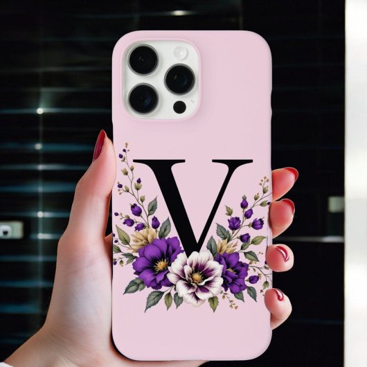 Lavendel Bloom: Mit Monogramm erste "V" Case-Mate iPhone Hülle
