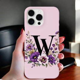 Lavendel Bloom: Mit Monogramm erste "W" iPhone 16 Pro Max Hülle