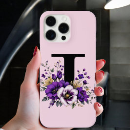 Lavendel Bloom: Mit Monogramm erster Buchstabe "I" iPhone 16 Pro Max Hülle