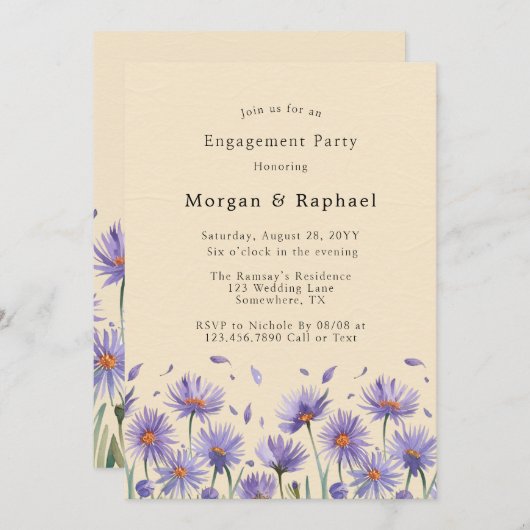 Lavendel Bloom Wildblumen Engagement Partei Einladung (Vorne/Hinten)