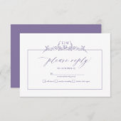 Lavendel Bloral Border Monogram Wedding RSVP Card (Vorne/Hinten)