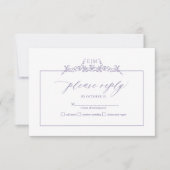 Lavendel Bloral Border Monogram Wedding RSVP Card Karte (Vorderseite)