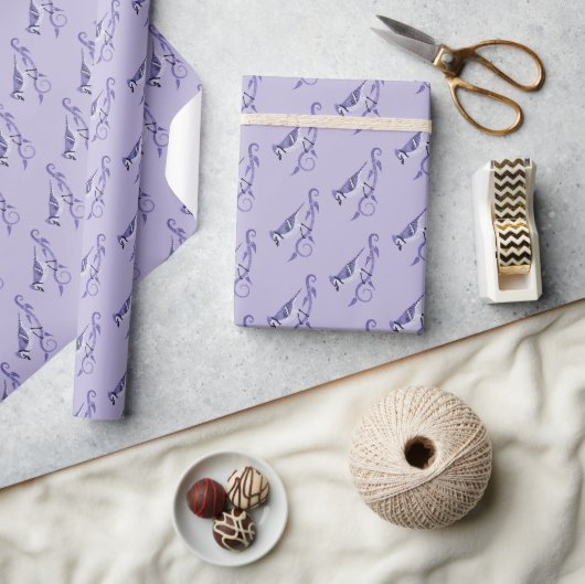 Lavendel Blue Jay Wrapping Paper Geschenkpapier (Kunsthandwerk)