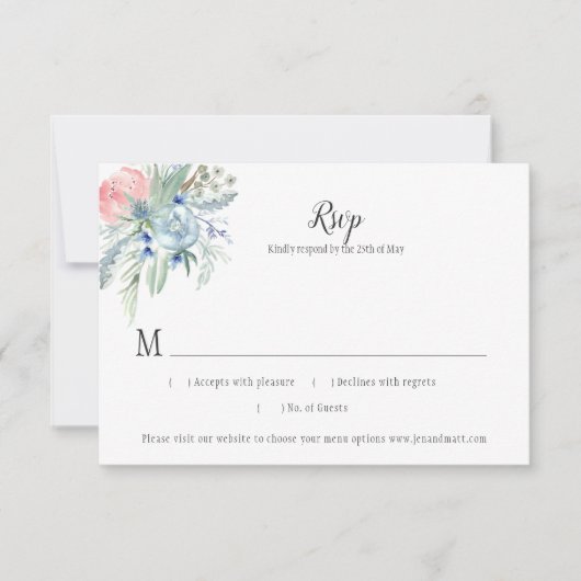 Lavendel Blue Pink Sage Green Floral UAWG RSVP Karte (Vorderseite)