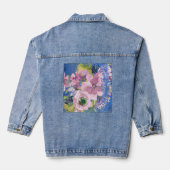Lavendel Blues Watercolor Glitzer auf rosa Jeansjacke (Rückseite)