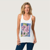 Lavendel Blues Watercolor Glitzer auf rosa Tank Top (Vorderseite Vollansicht)